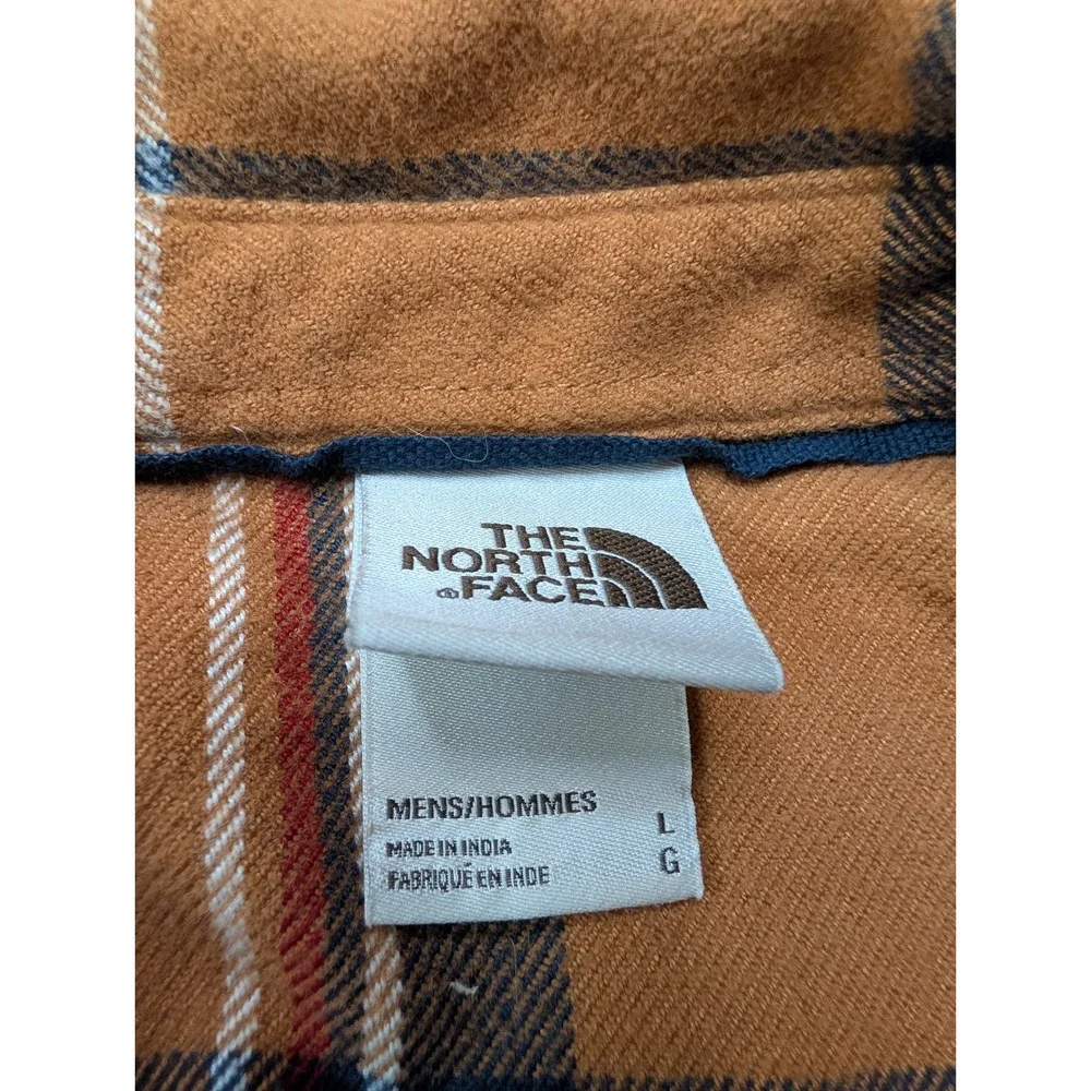 The North Face Button Down Mens L Brown Plaid Flannel Shirt Long Sleeve Cotton